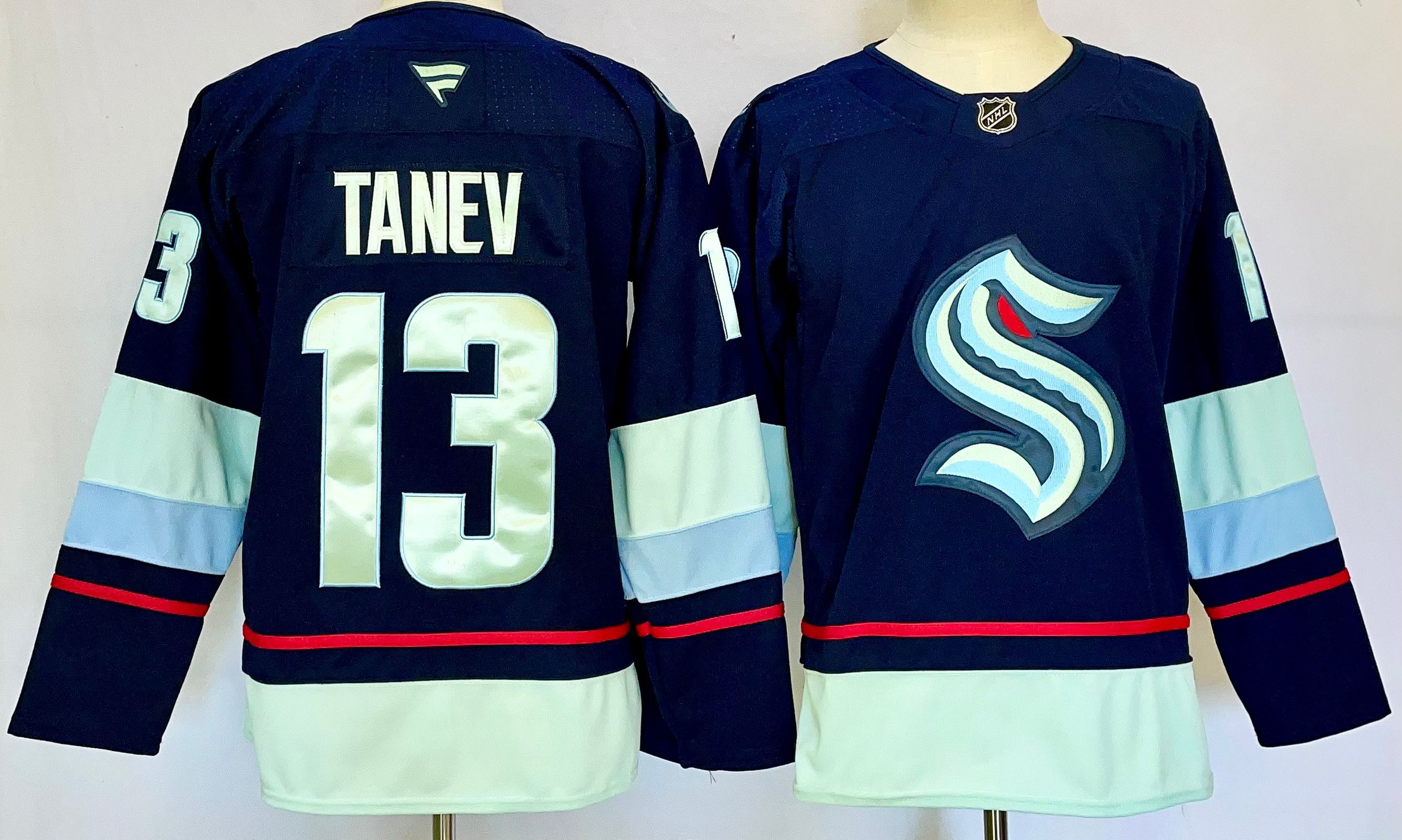 Men Seattle Kraken #13 Tanev Drak Blue 2025 Home Premier Player NHL Jersey